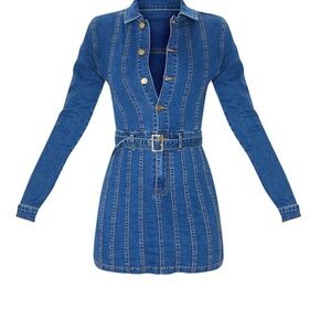 PrettyLittleThing Blue Denim Mini Dress